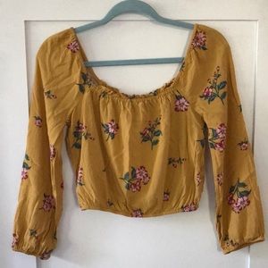 Aeropostale Floral Long-Sleeve Crop Top